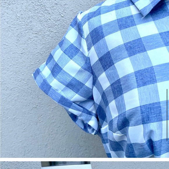 UNIQUE VINTAGE dress plaid Blue Gingham Alexis Swing Dress belted POCKET 3X 3XL - Picture 8 of 11